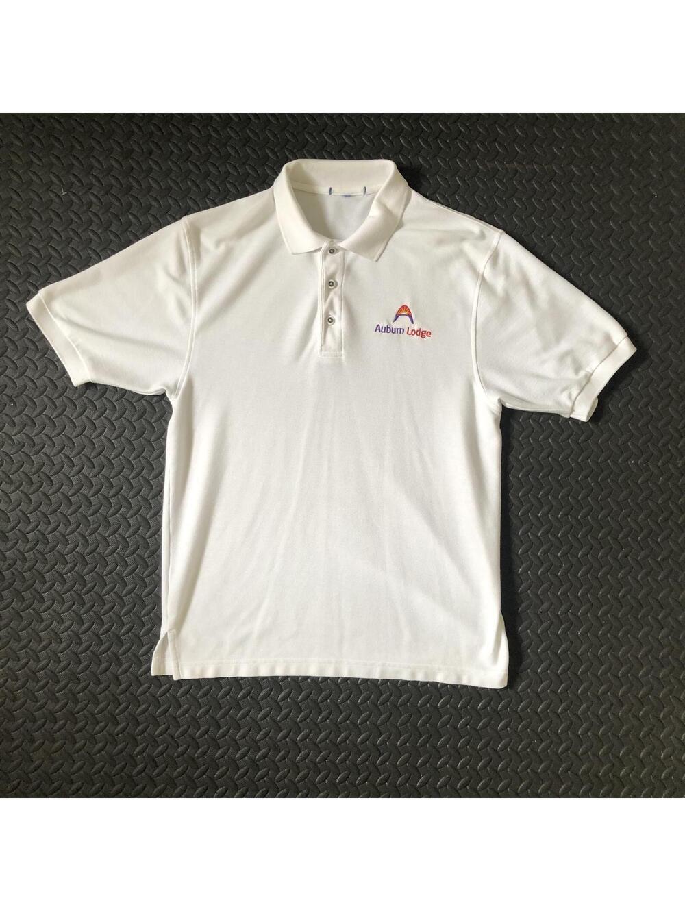 Auburn Lodge White Polo Shirt with Embroidered Logo